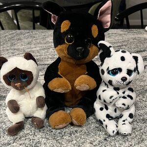 Plush Dog Beanie Bellies Set - Black, Brown, White